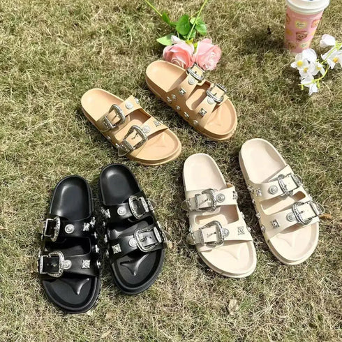 'Rosamund' Flat Open Toe Sandals - Celes Fashion